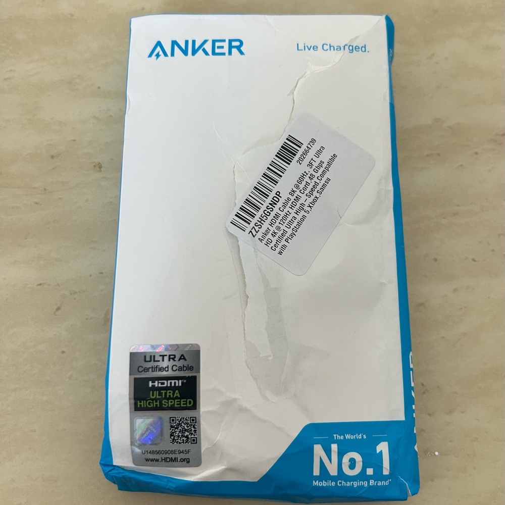 Anker Blue and White HDMI Cable Packaging
